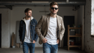 A stylish male model showcasing a mix of formal shirts